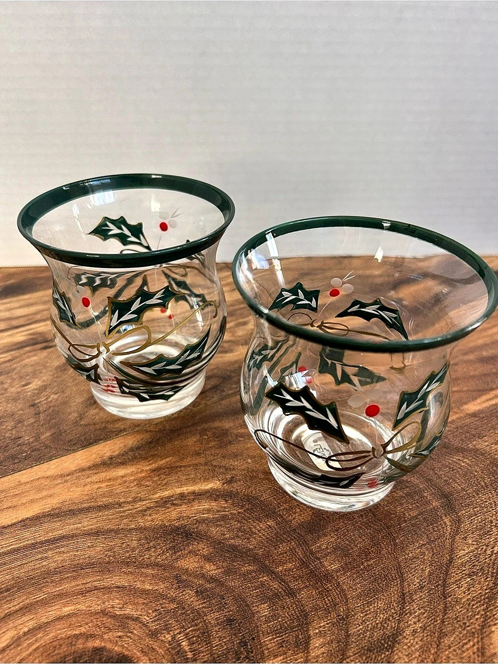 Lenox Holiday Spirit Votive Candle Holders Holly Leaves & Berries